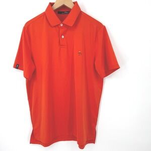 RLX Ralph Lauren Golf Polo Shirt Mens Medium Orange Horse Logo‎ Performance